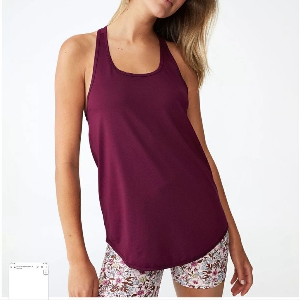 Cotton On Curve Maroon Purple Tank Top Size 14